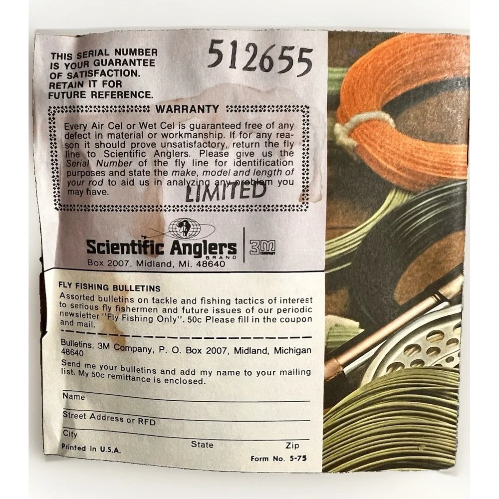 Vintage Scientific Anglers Wet Cel Sinking Fly Line w/ Box & Booklet 3M